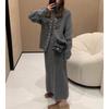 European Niche Spliced Knit Cardigan: Women's Autumn/Winter Lazy Style Sweater Coat