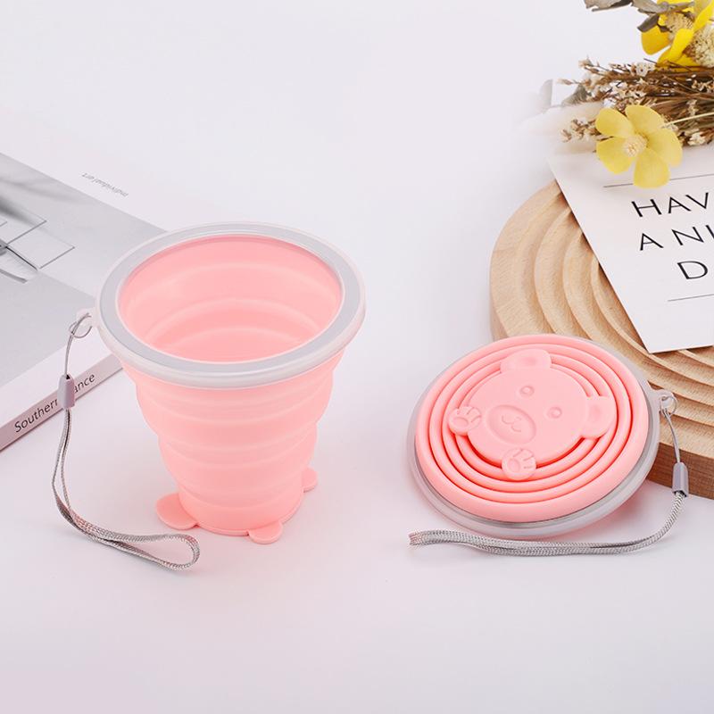 180Ml Portable Silicone Folding Water Cup Heat Resistant Foldable Mug With Lid For Outdoor Travel Drinking