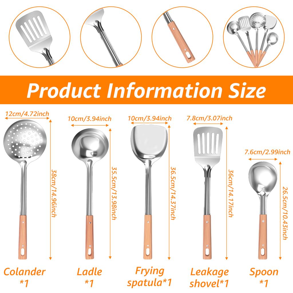 5/10 Pcs Stainless Steel Cooking Utensil Set Heat Resistant Easy Cleaning Kitchen Gadget for Home Restaurant Cooking Accessories