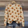 Women's Casual Comfortable Round Neck Long Sleeve Baseball Print Top Sweatshirt
