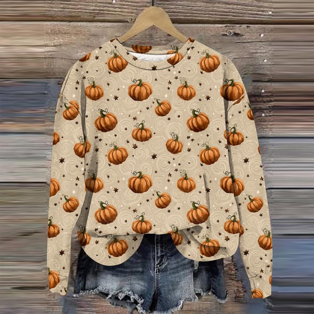 Women's Casual Comfortable Round Neck Long Sleeve Baseball Print Top Sweatshirt