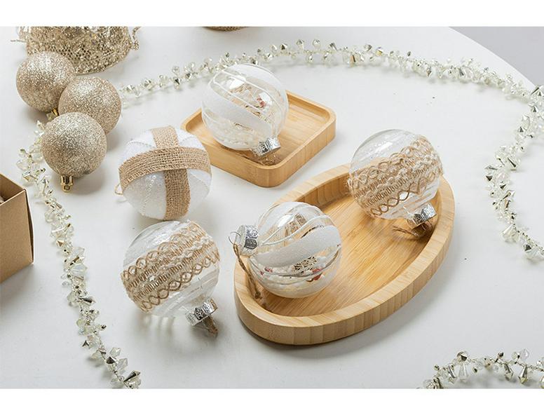 Acryl Weihnachtsbaumschmuck: 9-teiliges Set - 8 cm Schaumstoff-Hängekugeln mit Schneeflocken-Transparentdesign