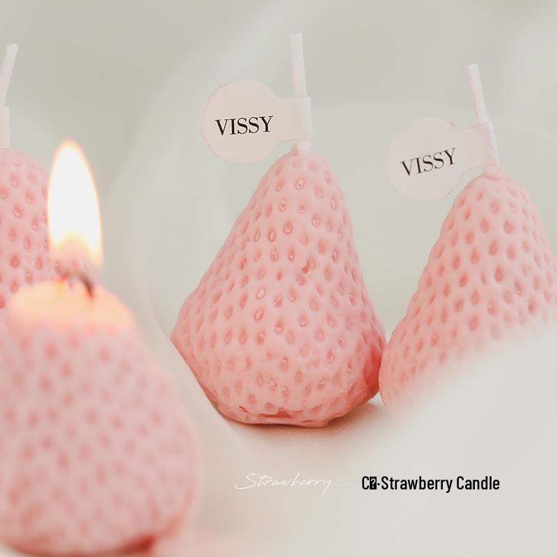 Strawberry Scented Soy Wax Candle - Creative Fruit-Shaped Home Decor for Parties and Birthdays