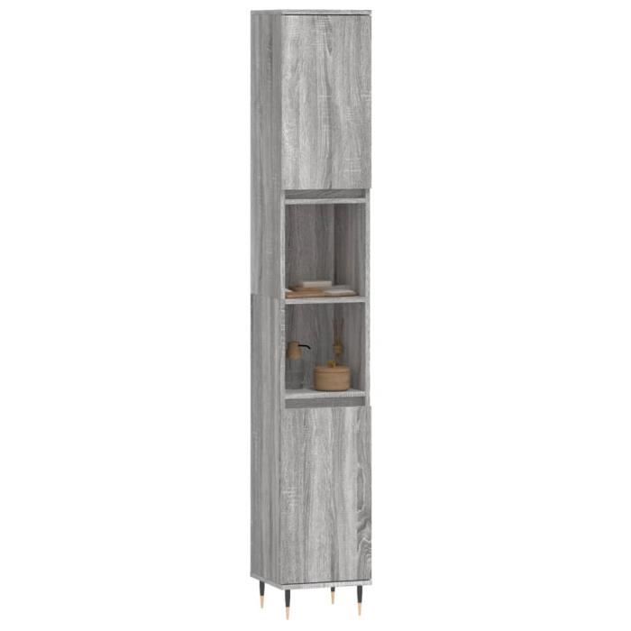 VidaXL Armoire de bain sonoma gris 30x30x190 cm bois d'ingénierie 831530