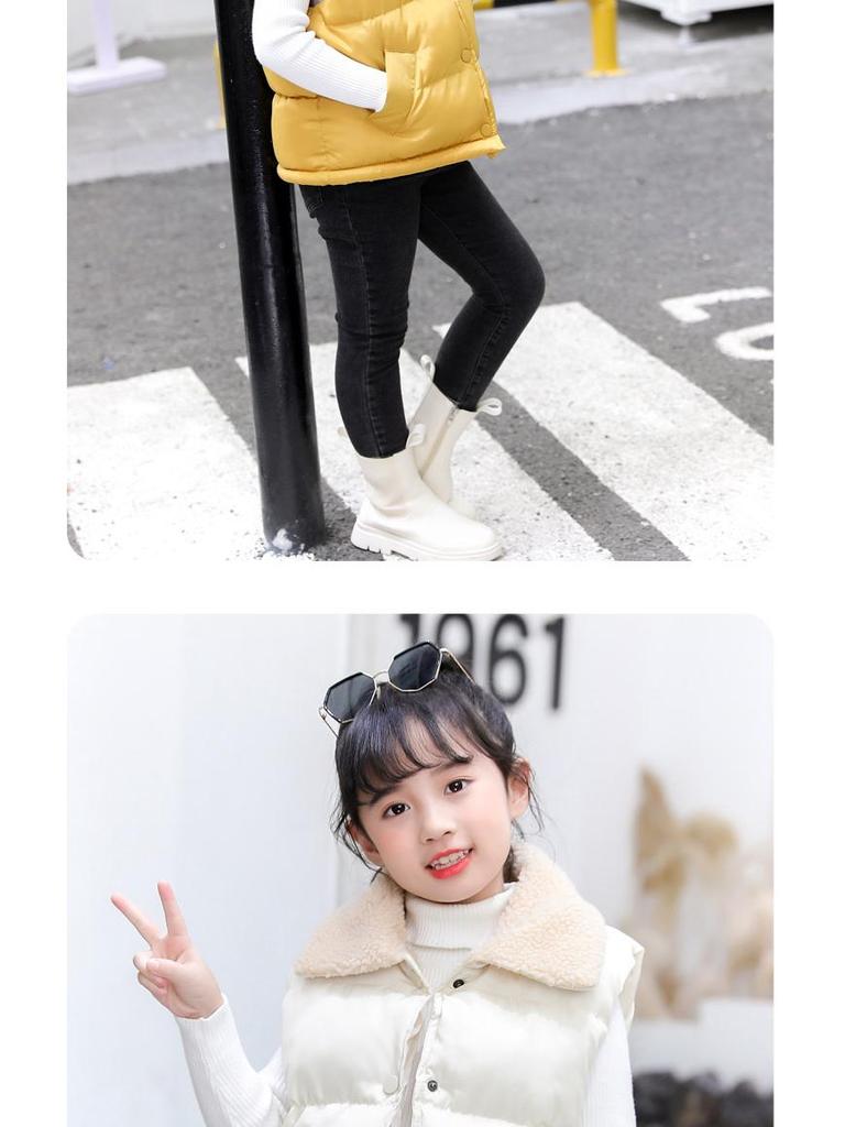 Children's Lamb Wool and Cotton Vest for Fall/Winter - Fashionable Solid Color for Boys and Girls