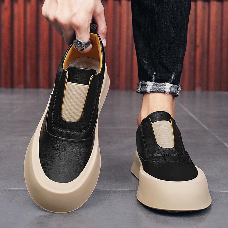 Men's shoes 2025 spring new loafers men's one-pedal platform casual board shoes lazy little white shoes trendy shoes