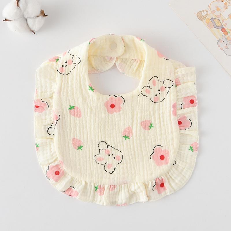 Ruffle Baby Drool Bibs: Pure Cotton Printed Lace Bibs
