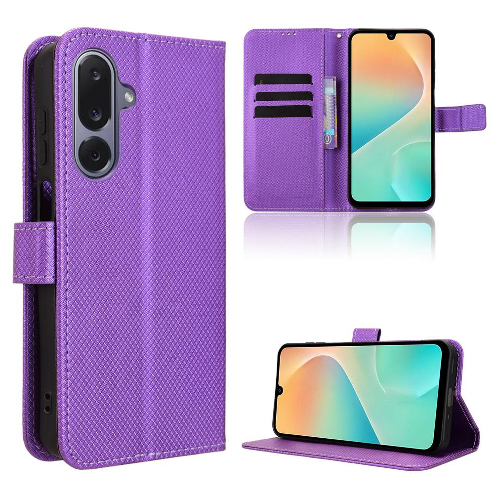For Samsung Galaxy M36 5G Leather Wallet Case with Strap Diamond Texture Phone Cover