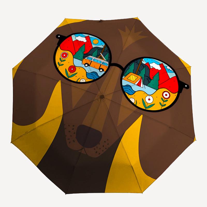 

1pc Dachshund, Glasses Automatic Open/close, All-Season Portable Folding Umbrella for Friends, Travel, Everyday yy250812187