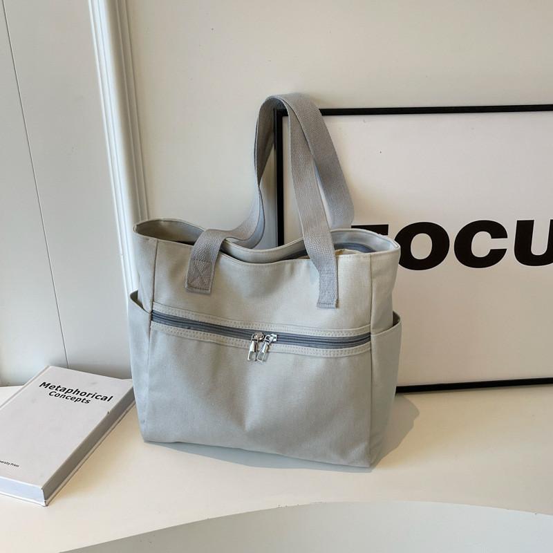 Stylish Street Fashion Large Capacity Canvas Tote Bag For Women With Inner Pocket