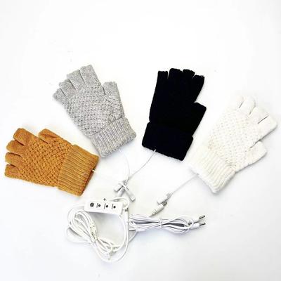 USB Electric Heating Knitted Gloves Winter Warm Hand Protection Against Cold Fingerless 5-finger Touch Screen Gaming Gloves Professional Electric
