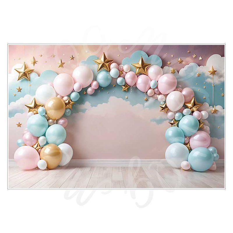 Balloon Cartoon Background Fabric for Pet Children's Birthday Party Decoration Wall Fabric, Photography and Photo-taking Background Fabric