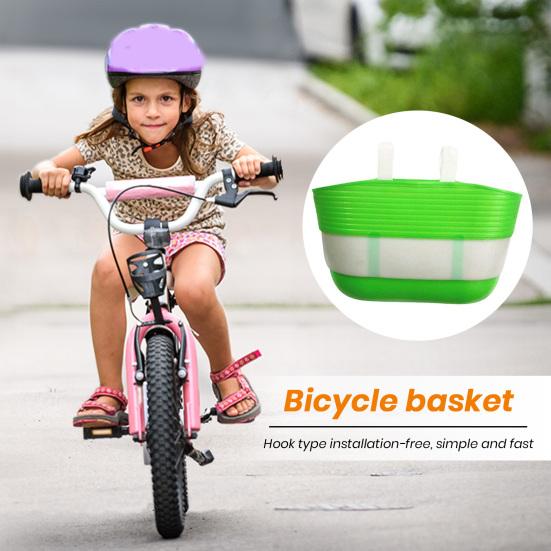 Bicycle Basket Large Capacity Bright Color Strong Load-bearing Smooth Edge Easy Installation Kids Scooter Bike Handlebar Front Storage