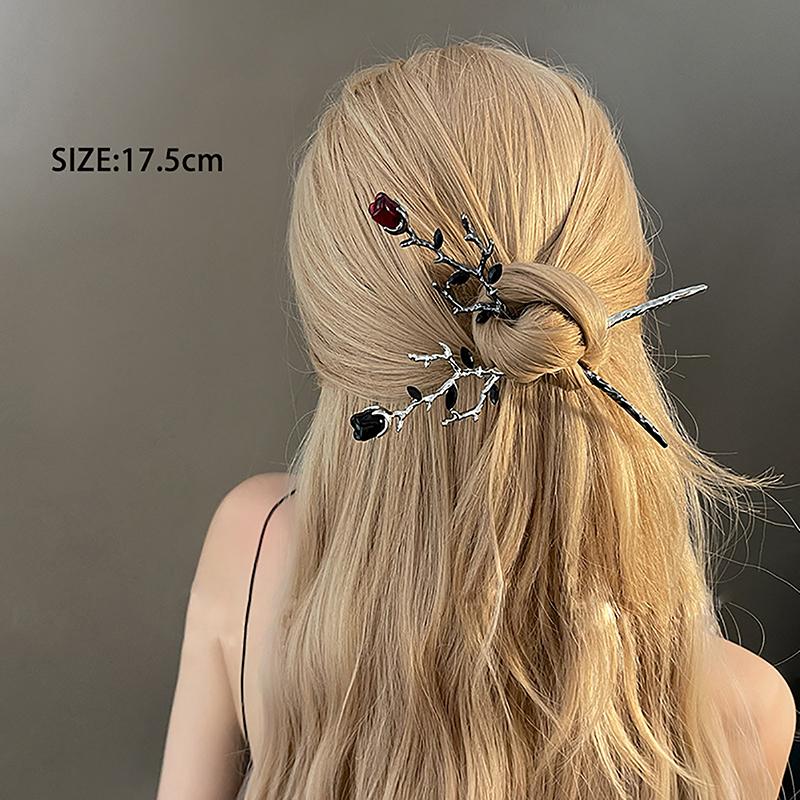 New Chinese Style Chopstick Hairpins Women Headdress Accessories Vintage Rose Hair Sticks Hairwear