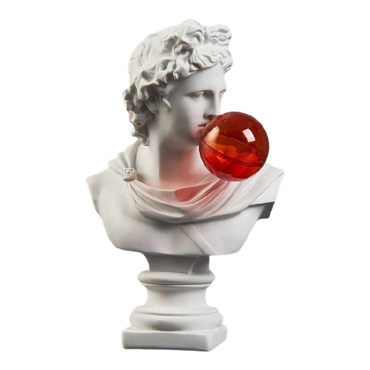 Unique Resins Blowing Bubble Greek Figurine Classical Greek Bust Sculpture for Adding Fun to Desk and Living Space