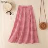 ZANZEA Women Summer Plaid Print Loose Casual Long Skirts