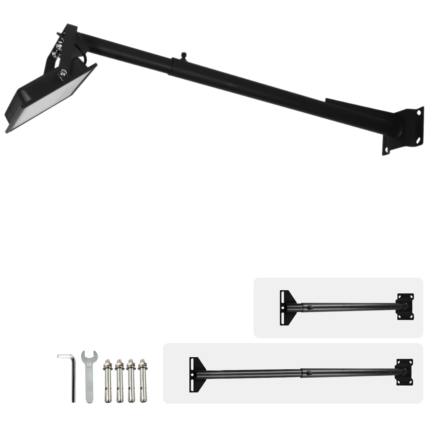 

Кронштейн для светодиодного прожектора Ledoversea, 111 см (49.2 ), Раздвигается на 65-105 см (25-42.2 ), Черный, для использования в помещении/на улице, 22,2 фунта (10 кг) Грузоподъемность, Монтажные детали,