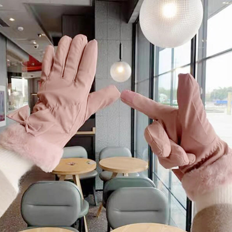 Gloves New Women's Winter Riding Solid Color Warm Plus Thickened Cold Windproof De Gloves For Winter Outdoor Activities