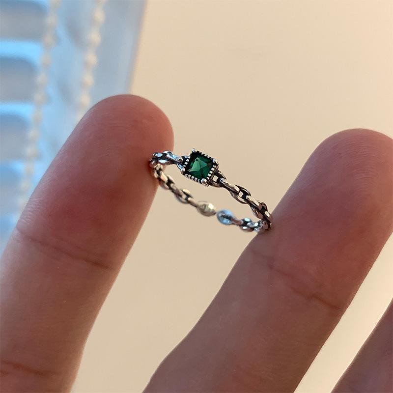 925 Sterling Silver Square Green Zircon Adjustable Rings For Women Wedding Engagement Jewelry Accessories Jewellery Moneys 925