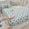 Washed Cotton Fitted Sheet Mattress Protector Non-Slip Bed Cover Pillowcase Set Modern Minimalist