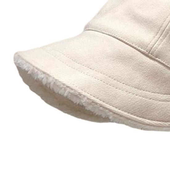 Autumn Winter Fisherman Hat Solid Color Thickened Plush Lining Baseball Hat Cold Weather Thermal Cap Outdoor Headwear