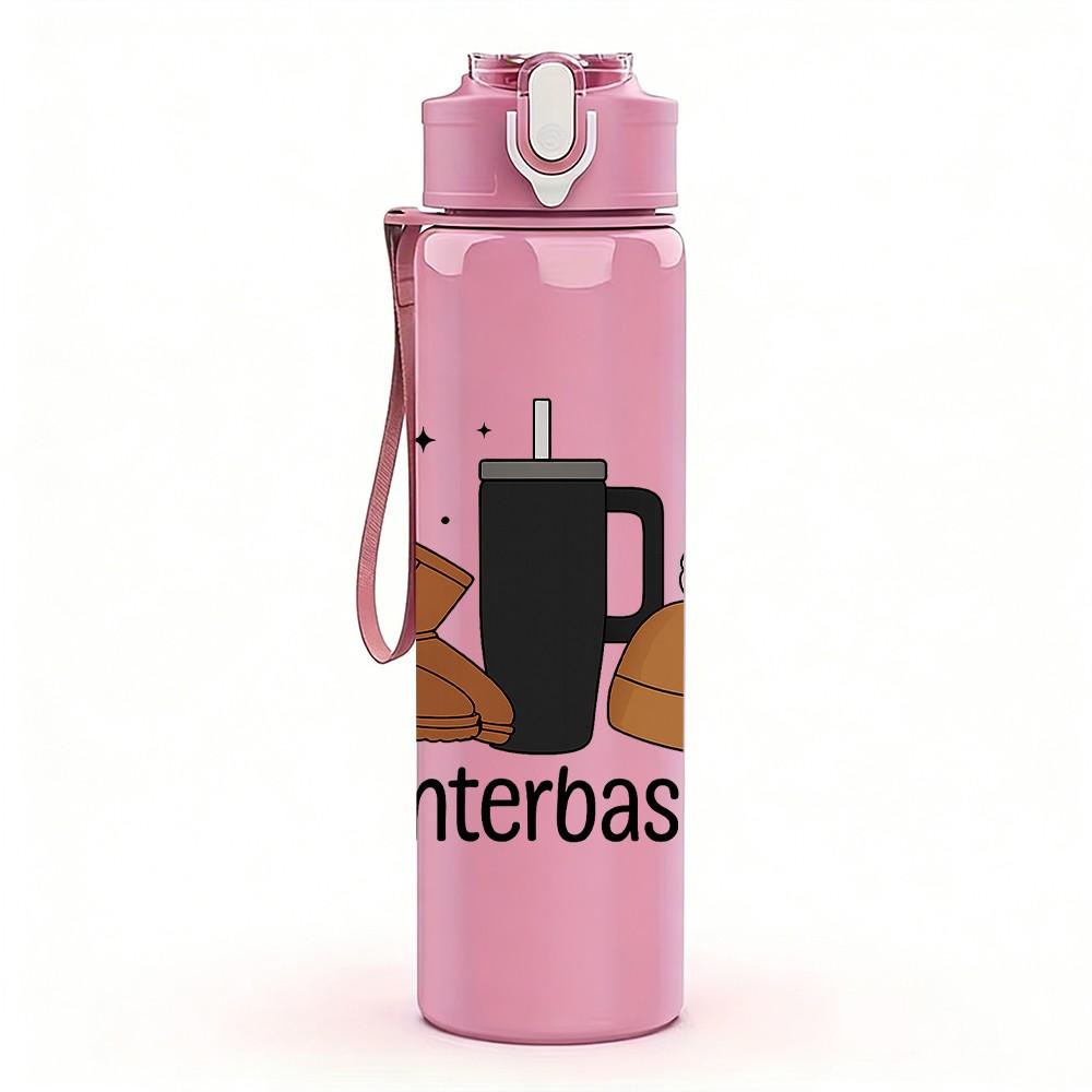 1PC Winter Basics Coffee Mug 750ml Color Plastic Sports Water Bottle Leakproof Flip Straw Lid Suitable for Sports Office Home Use