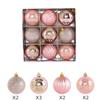 9Pcs/Set Plastic Christmas Balls with Gold Pattern Red Christmas Balls Pendant Decorative Shatterproof Xmas Tree Ornaments