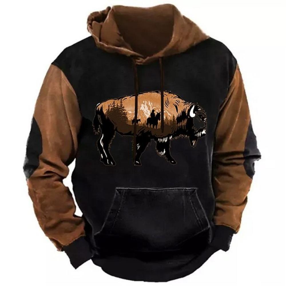 Felpe con cappuccio per uomo Y2k Golf Campeggio Casual cowboy Manica lunga Autunno Moda Felpe con cappuccio stampate in 3D Vacanza Largo Oversize
