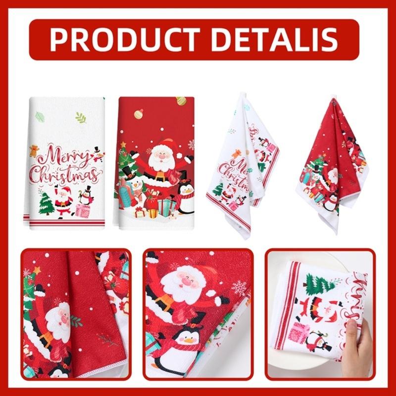 Quick Drying Christmas Kitchen Towels Decorative Holiday Dishcloths Drying Towel For Cleaning And Drying