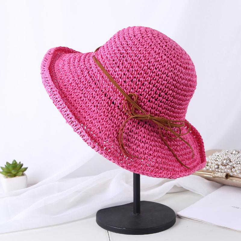 

Folding Straw Hat With Large Brim, Women S Bohemian Style Butterfly Rope Sun Hat Spring&Summer Vacation Hollow Breathable Hat розы красного