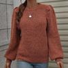 IHUASU Autumn and Winter Patchwork O-Neck Knit Women's Long Sleeve Pleated Loose Sweater