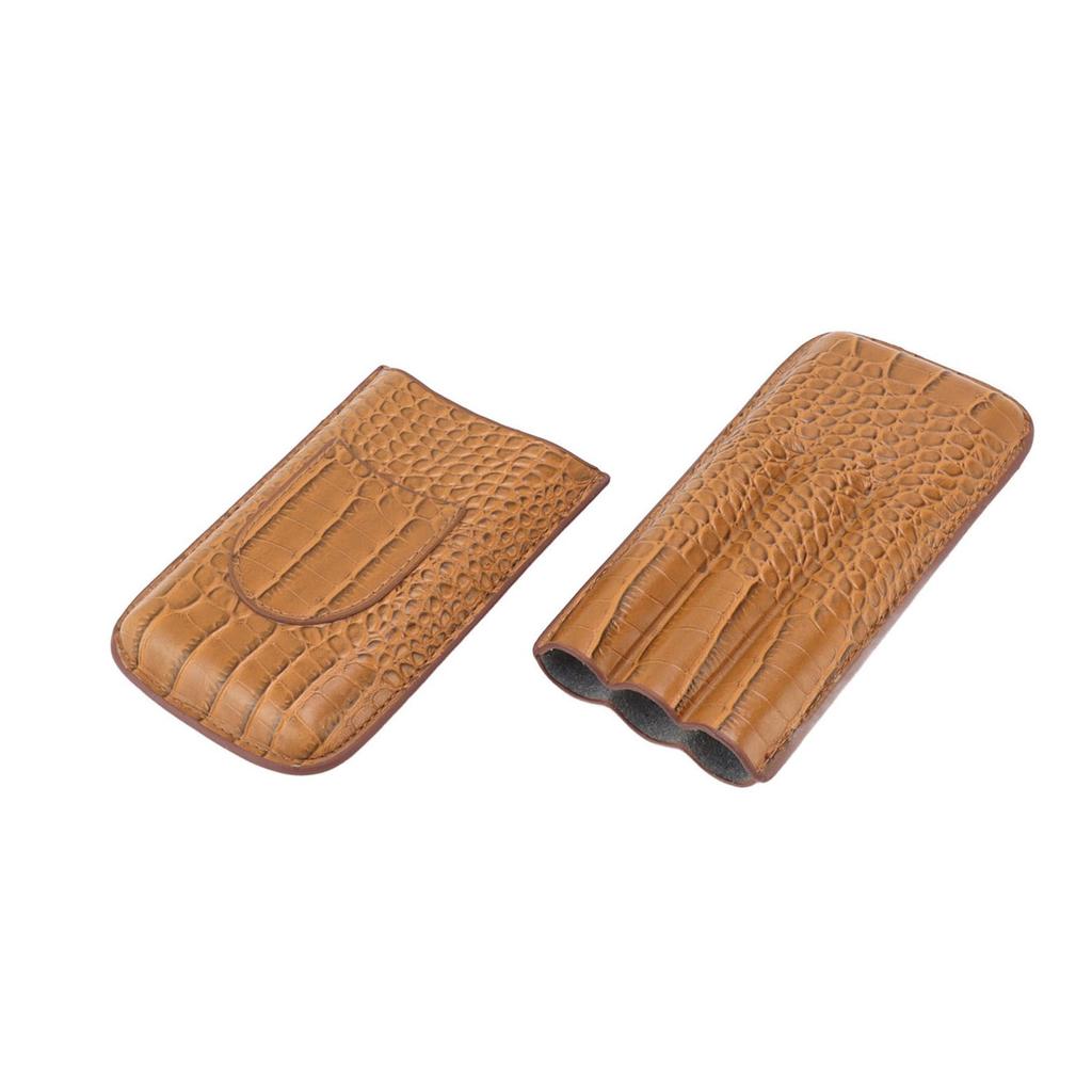Cigar Holder Case Artificial Leather Portable Durable Elegant 3 Finger Cigar Box for Travel Outdoor