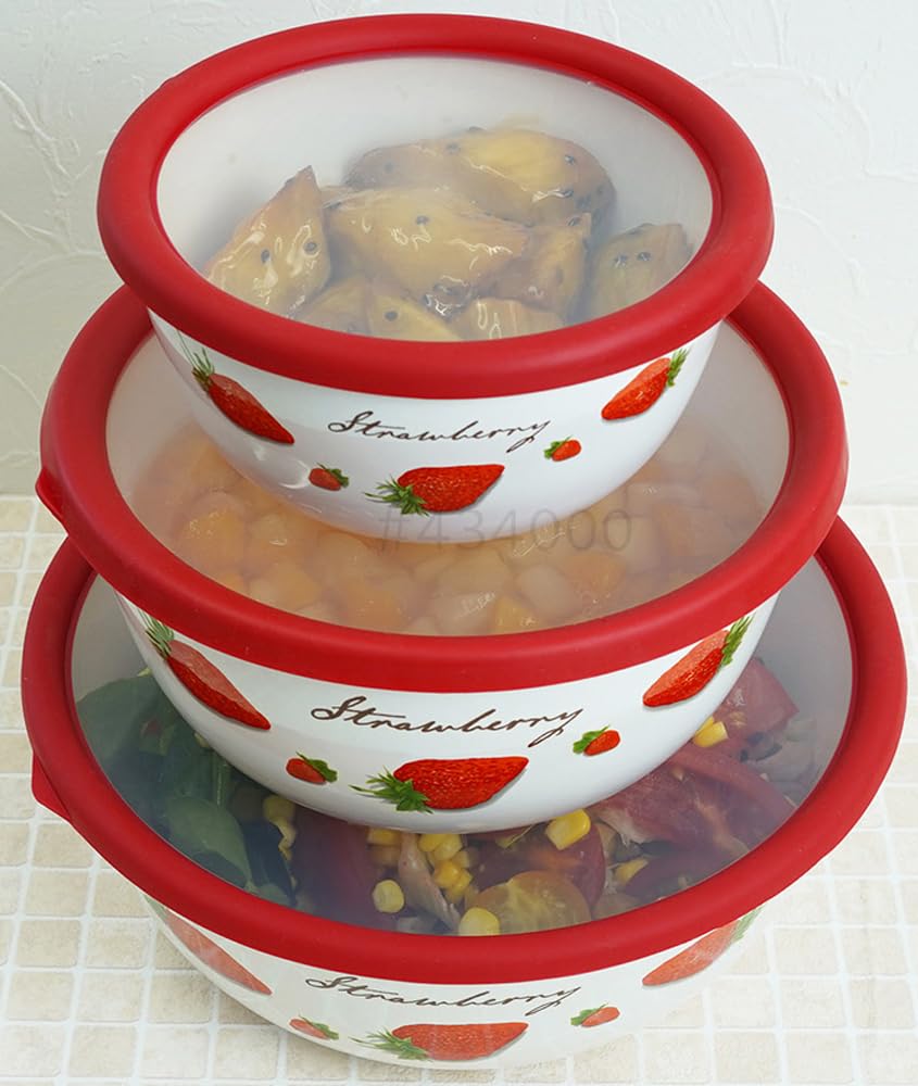 Fuji Enamel Strawberry Mixing Bowl 18cm 1.8L STB-18MB