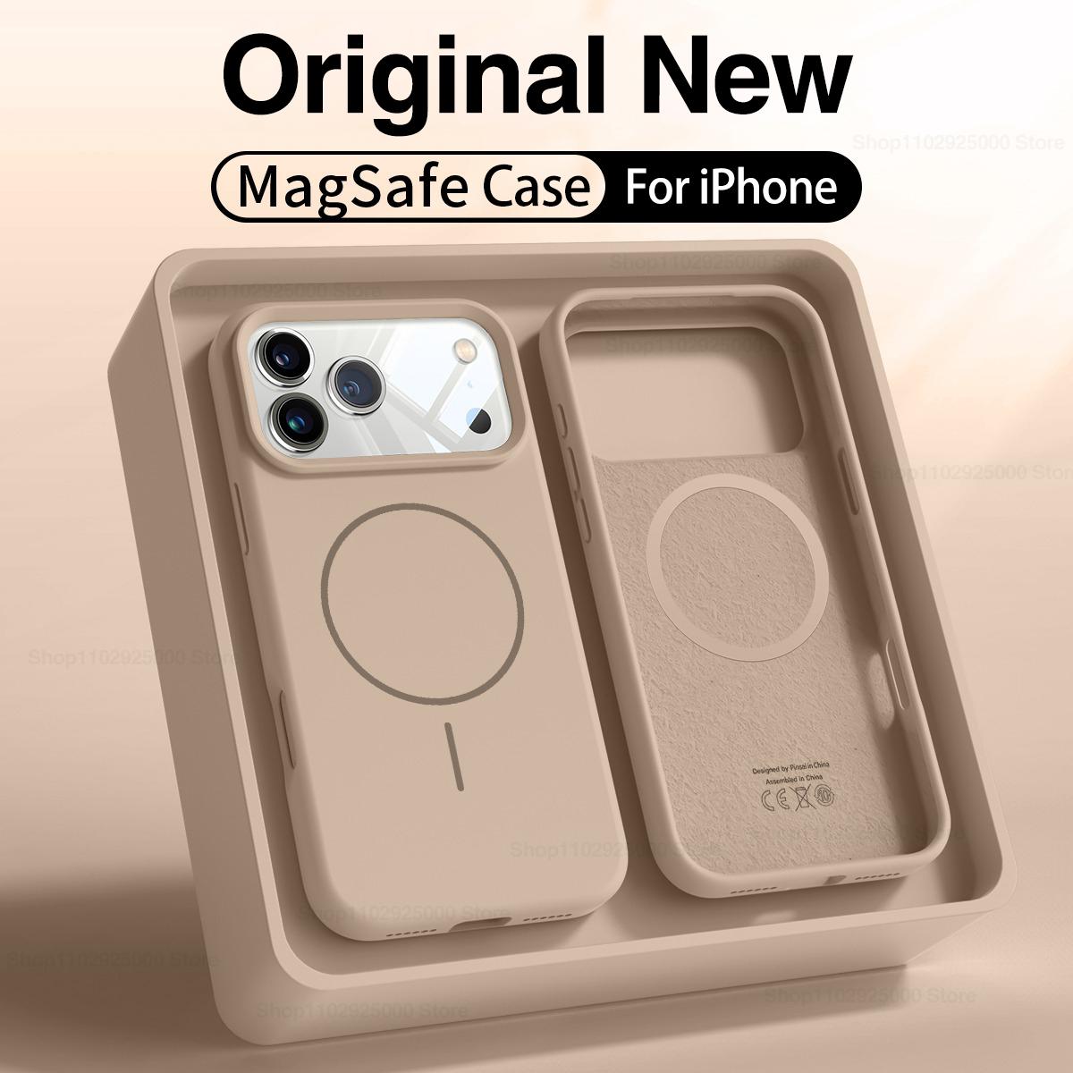 

Магнитный оригинальный чехол из жидкого силикона для iPhone 12 13 14 15 16 17 Pro Max Для чехлов Magsafe Для iPhone 17 Air Задняя крышка телефона iPhone 15