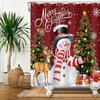 Söt snögubbe älg julduschdraperi med julgran & presentförpackningsdesign, snöflinga nyårsbadrumsdekorationsset för helgdagar