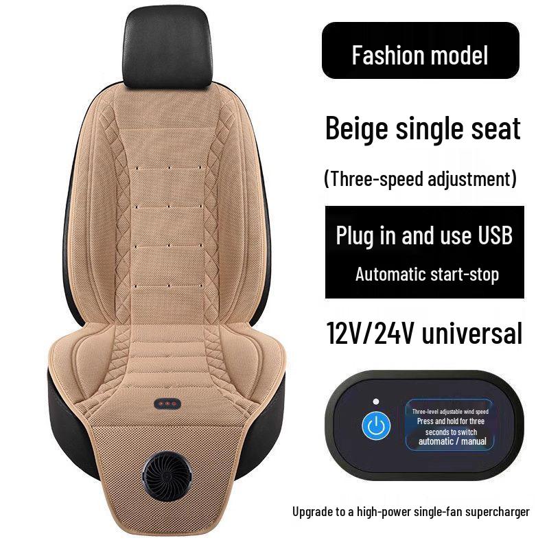 Chłodząca poduszka na siedzenie samochodowe z wentylatorem - Oddychająca letnia wentylacja do rozpraszania ciepła