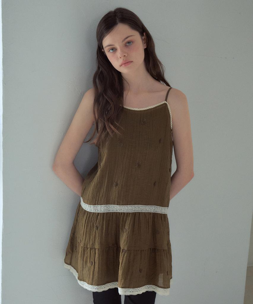 Aueonoseuteljia Boucle Flower Tiered Dress_Khaki(Ob6Op06)
