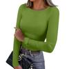 Women's  And Winter Slim Bottom T-shirt Fashion Casual Solid Color V-Neck Pullover Long Sleeve Top