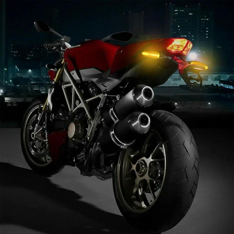 Universal Motorcycle LED Turn Signal Lamp Two Side Sequential Flowing Flash Indicator Lights Amber Running