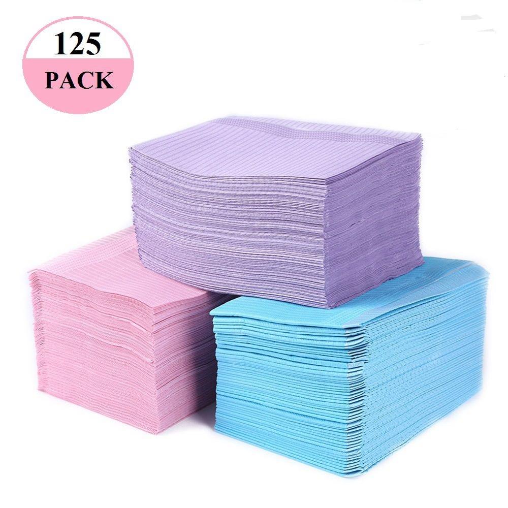 Lot de 125 bavoirs dentaires jetables en papier pour dentiste, écharpe pour tatouage, matériel dentaire, tampon de nettoyage, housses de table de tatouage