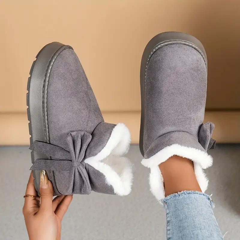 

Хлопковые тапочки для дома, Толстые и теплые хлопковые туфли с бантиками, Хлопковые ботинки для осени и зимы 40-41 серый