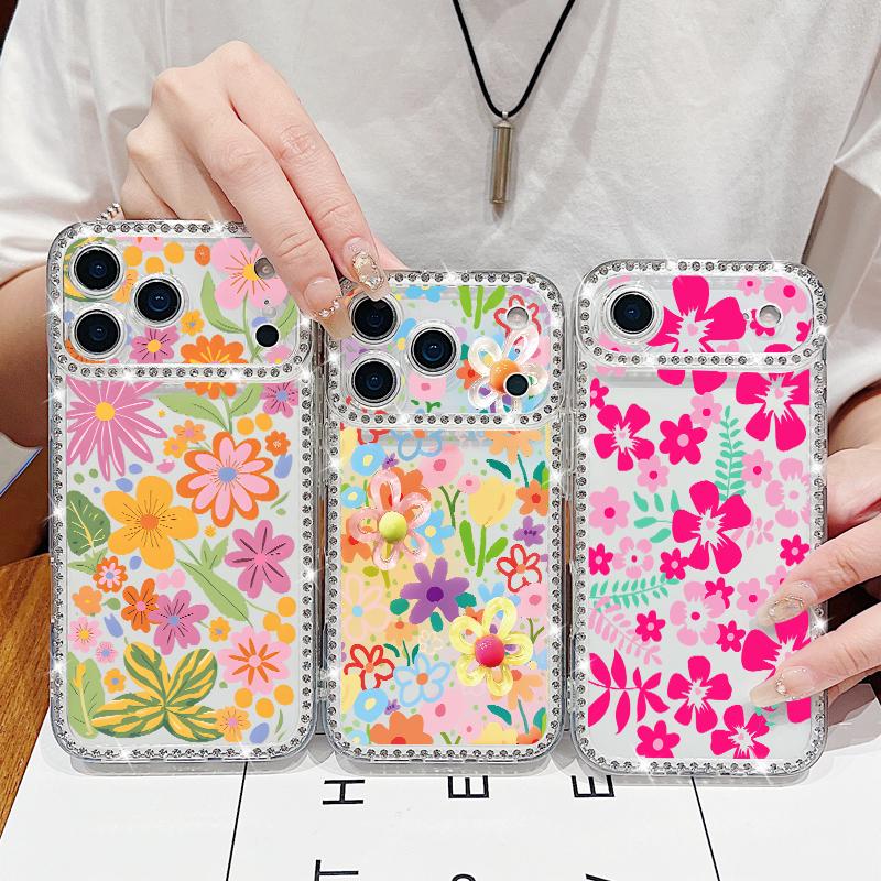 Bling Diamond Oil Painting Soft Silicone Case For iPhone 16e 16 15 14 13 17 Pro Max 13 15 Pro 17 Shockproof TPU Phone Cover