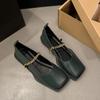 Retro Fashion Mary Jane Single Shoes - Women's  Spring New Style Square Toe Versatile Low Heel Leather Shoes. Sizes 35-43