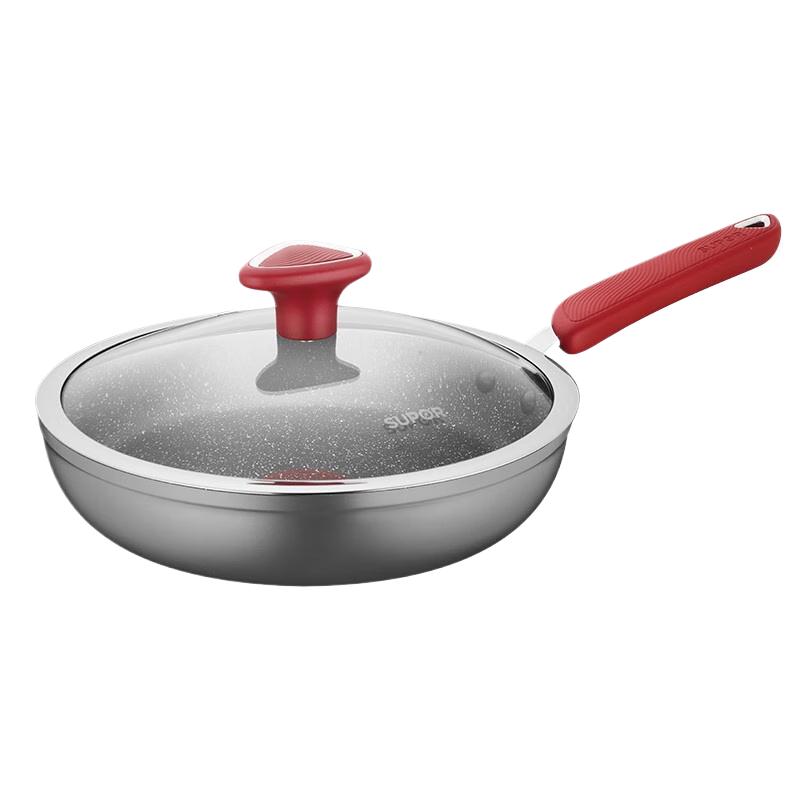 

SUPOR Flame Red Dot Maifan Stone Non-Stick Frying Pan with Lid, 28cm