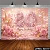 Fondo Fotográfico 2D Rosa Brillante Seda y Rosa Cumpleaños 80