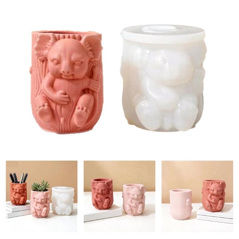 Flexible Silicone Koala Shape Flower Pot Mould To Create Unique Craft And Small Plant Containers