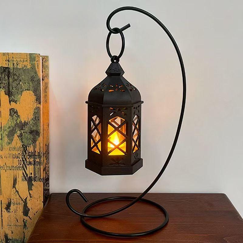 LED Mini Hexagonal Wind Light Simulation Electronic Candle Light Decorative Atmosphere Lamp Small Ornament for Home Party Decor
