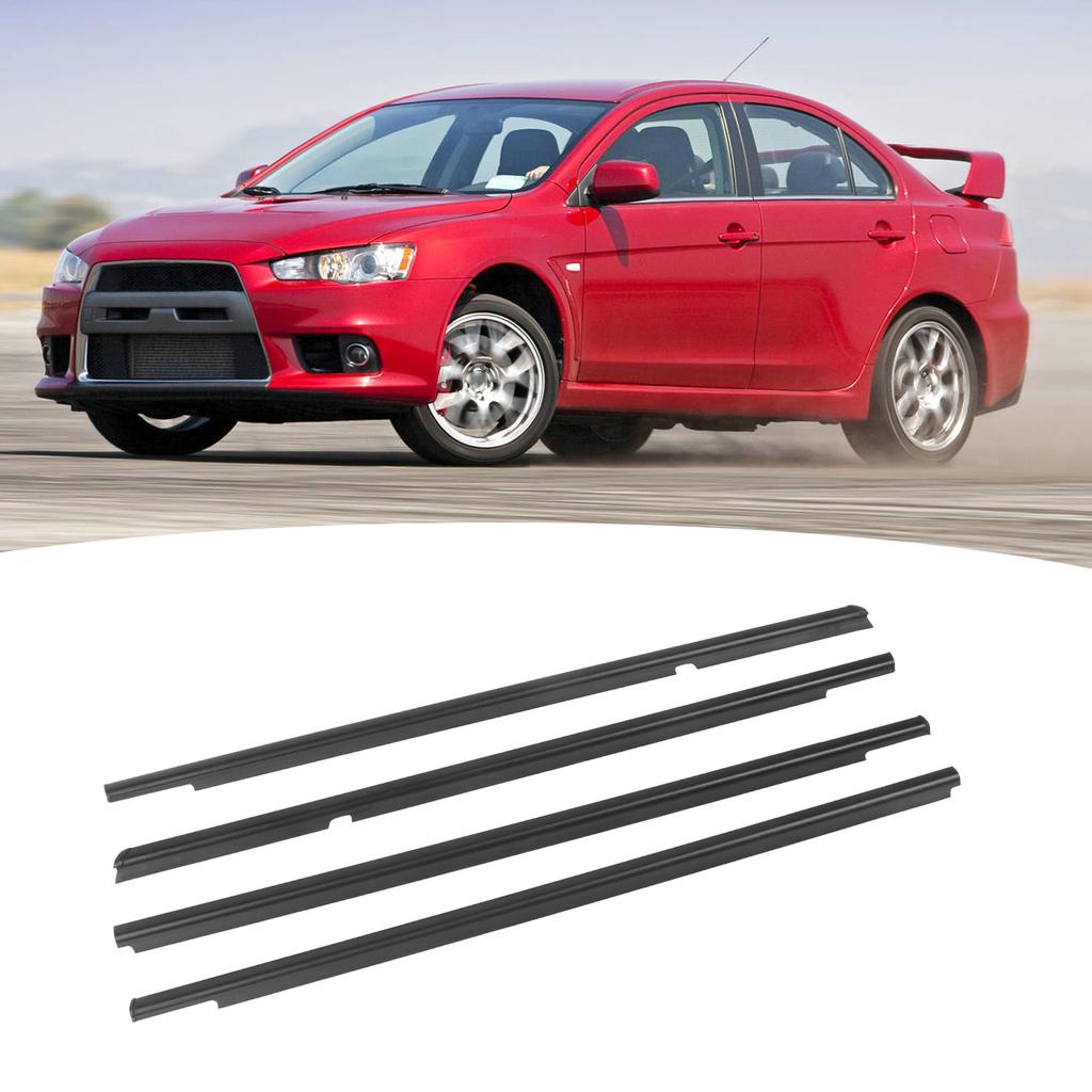 Door Belt 5727A005, 4 Pieces Front and Rear Window Molding for Lancer 2008-2017