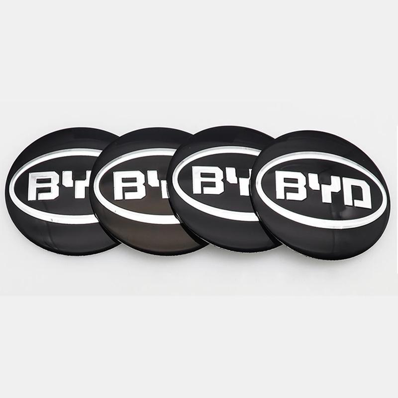 4PCS 56mm Car Wheel Center Hubcaps Emblem Sticker Car Accessories For BYD Tang F3 E6 Atto Yuan Plus Song Max F0 G3 I3 Ea1 Dmi