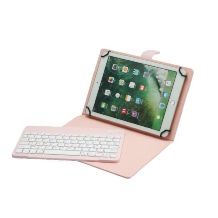 Etui Tablette Avec Clavier - WEPOP - Universel 9-11'' - Bluetooth 5.0 - Rose - Azerty